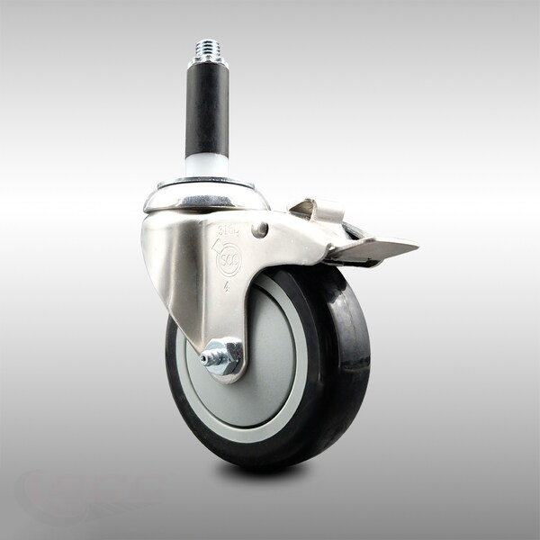 Service Caster 4 Inch 316SS Black Poly Swivel 3/4 Inch Expanding Stem Caster Lock Brake SCC SCC-SS316TTLEX20S414-PPUB-BLK-34 - main